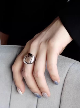 新款欧美夸张几何型椭圆形戒指气质个性简约冷淡风ins潮流手饰品