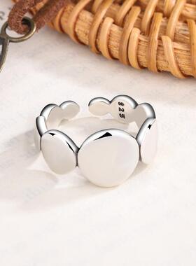 复古不规则光面戒指开口韩版INS个性宽面几何圆形指环女饰品