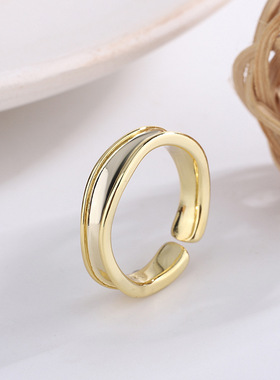 新品时尚INS个性不规则哑光凹面戒指女日韩冷淡风几何开口戒指