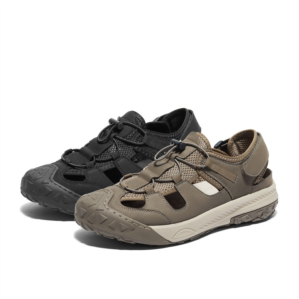 森达罗马凉鞋男夏季商场同款透气舒适防滑简约猪笼洞洞鞋1QH01BL4,淘宝优惠券,粉丝福利购,淘宝优惠卷