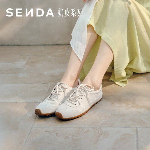 森达奶皮德训鞋女2026春季新款拼接户外平底休闲板鞋4XV23AM6 - 图3