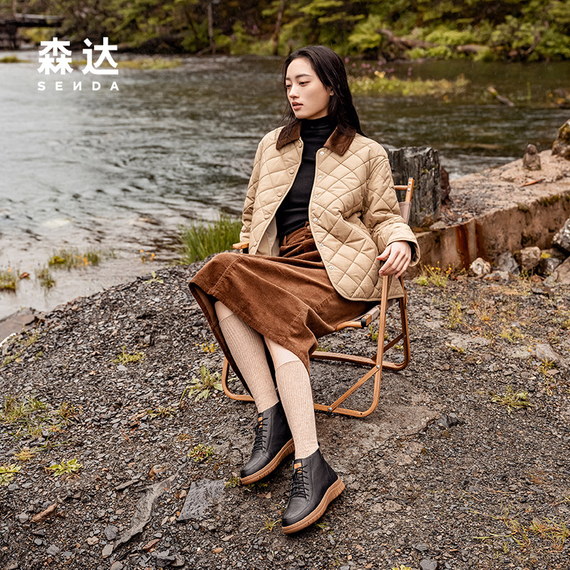 森达休闲靴女鞋年冬商场同款舒适休闲行走中跟短皮靴XEA01DD4,淘宝优惠券,粉丝福利购,淘宝优惠卷