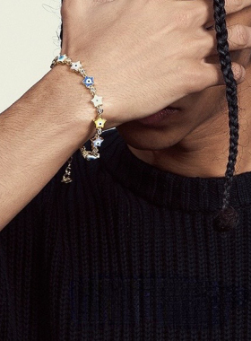 LUCKJAY 彩色滴胶五角星星手链男女同款多巴胺情侣嘻哈潮流饰品