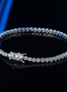 LUCKJAY S925纯银2mm小皇冠莫桑钻手链女轻奢气质高级感七夕礼物