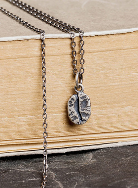 LUCKJAY纯银咖啡豆太角链项链男