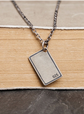 LUCKJAY纯银扑克牌项链太角链男