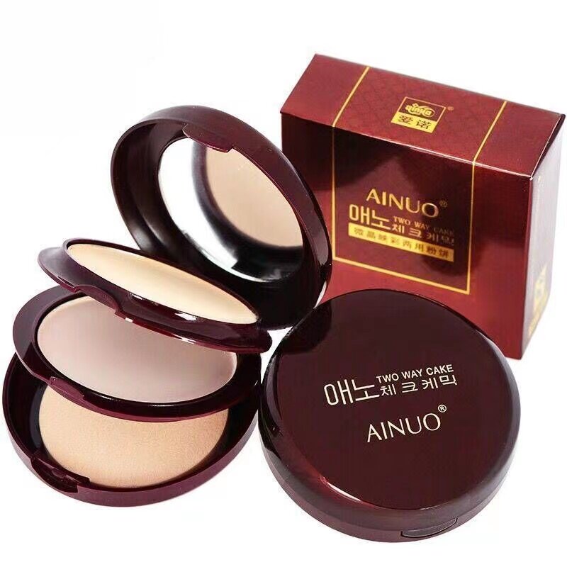 爱诺双层两用定妆修容遮瑕干湿粉底 爱诺化妆品粉饼