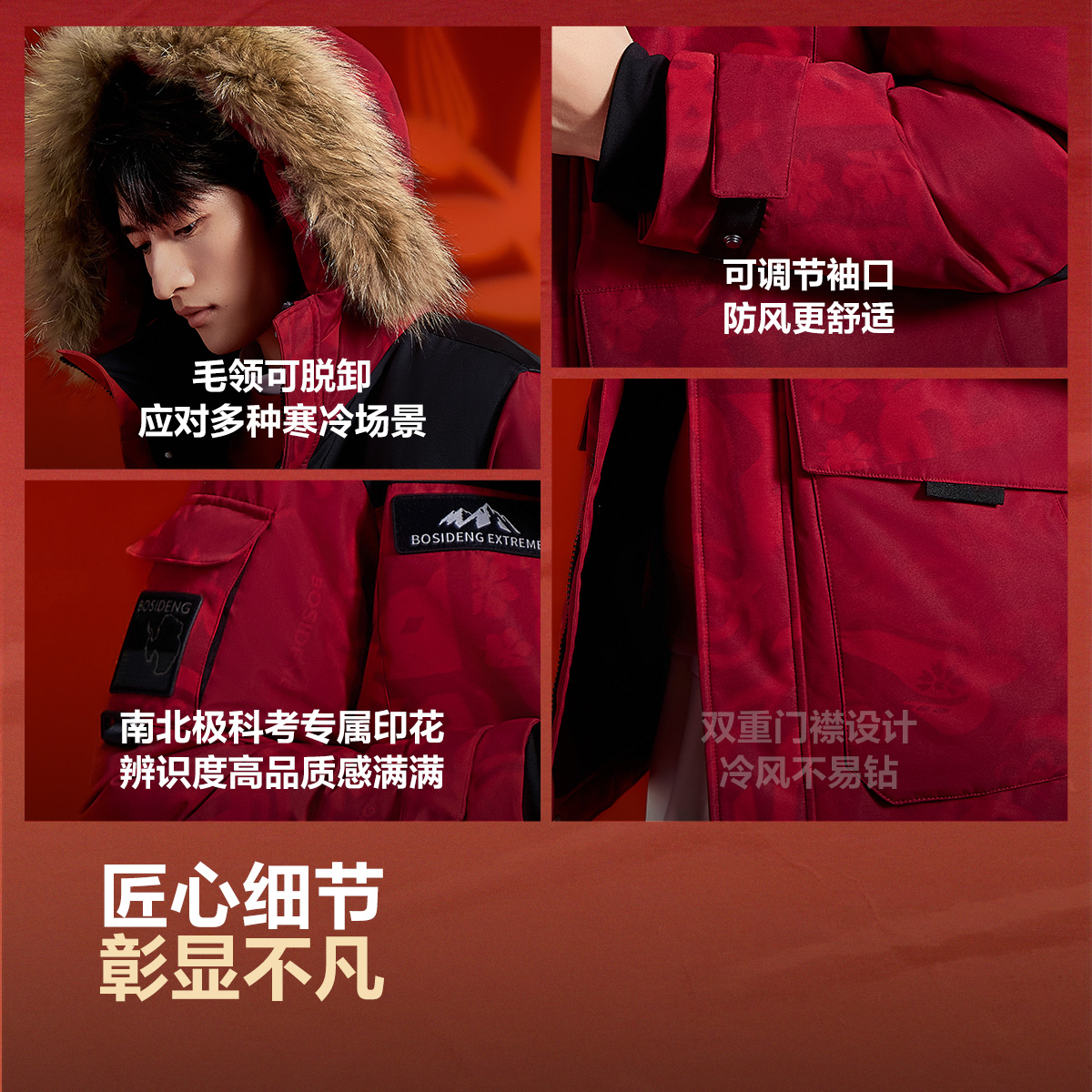 波司登户外极寒鹅绒服女冬保暖男工装羽绒服外套情侣派克服