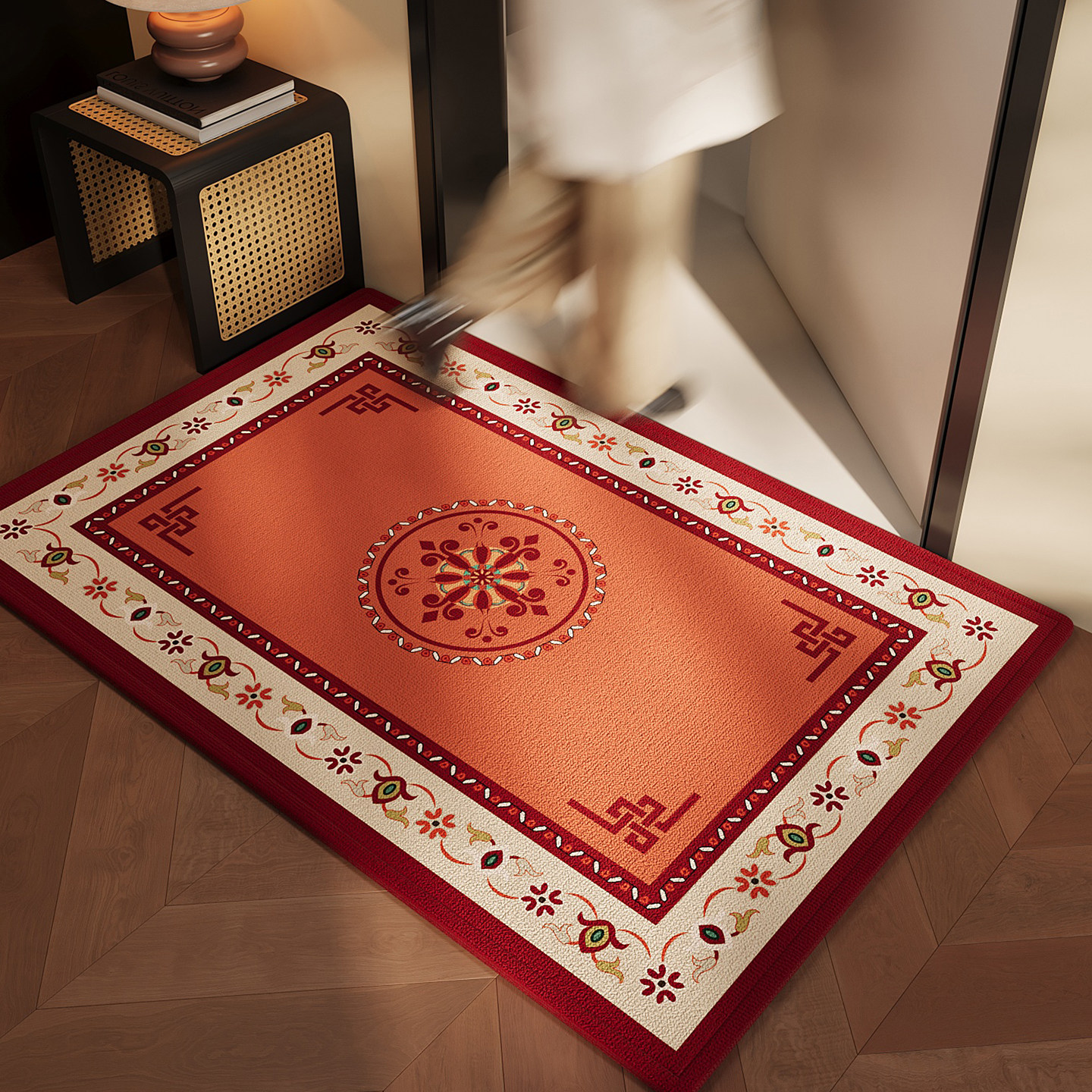 入户门地垫红色玄关大门口进门脚垫喜庆复古防滑除尘耐脏家用地毯,淘宝优惠券,粉丝福利购,淘宝优惠卷