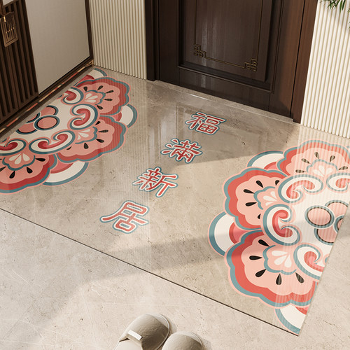新中式入户地垫软玻璃透明耐脏免洗可擦国风门垫除尘耐脏耐磨地毯 - 图1