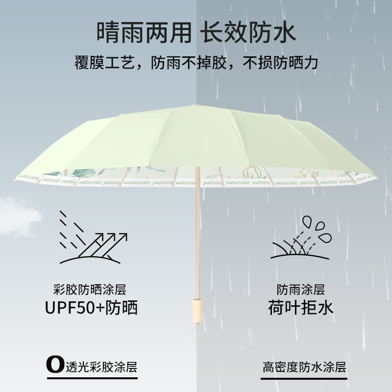 圣比托16骨雨伞女折叠晴雨两用加大加固防晒太阳伞防紫外线遮阳伞