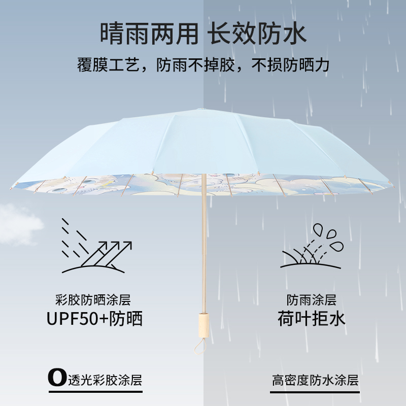 圣比托16骨雨伞女折叠加大抗风晴雨两用太阳伞防晒防紫外线遮阳伞 - 图1