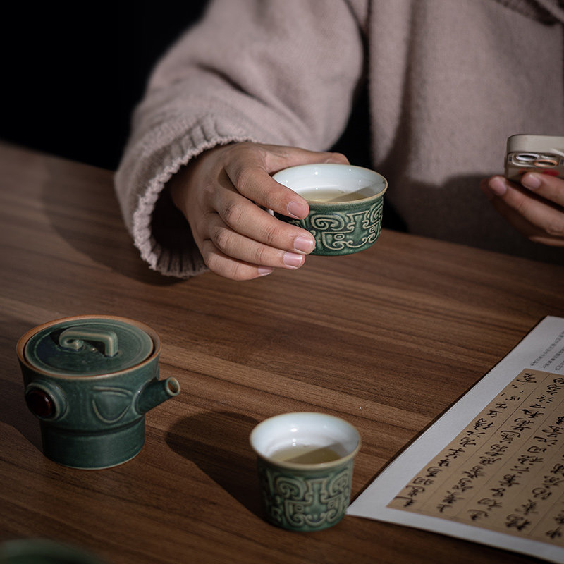 博物馆三星堆文创快客杯便携一壶二杯旅行茶具家用陶瓷窑变泡茶器,淘宝优惠券,粉丝福利购,淘宝优惠卷