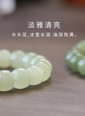 天然和田玉散珠桶珠老型珠手链