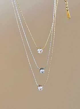 【新品冲量·特价】【Vintage·古著】极细单钻锆石项链女毛衣链
