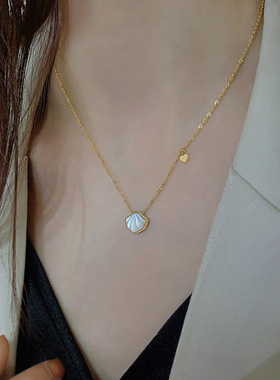 Vintage·古着【新品折扣】轻奢小众白贝小爱心项链女新款爆款高