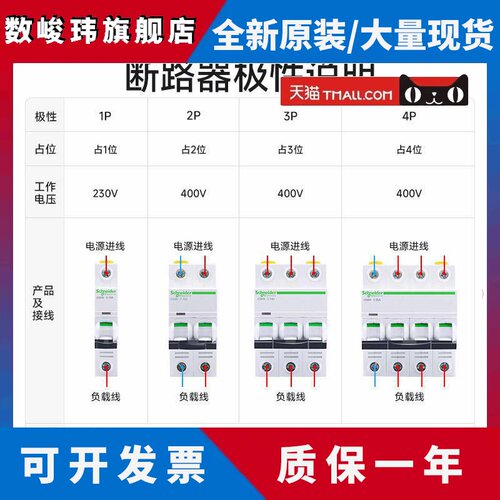 100A施耐德空气开关ic65n断路器1P40A空开D型2P63安 3P80A4P 125A - 图0