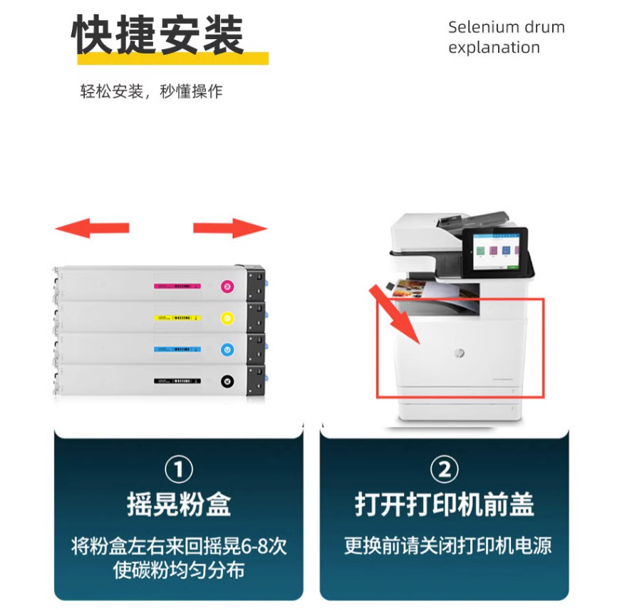 适用惠普W9050MC粉盒W9054黑色硒鼓 E87640Z,E87650 E87660打印机 - 图1