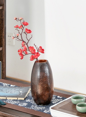 实木中式茶室餐桌插花瓶