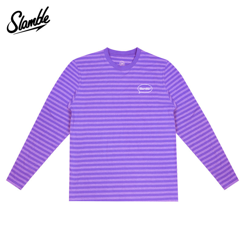 SLAMBLE条纹长袖T恤运动休闲户外舒适透气打底男女百搭宽松新款,淘宝优惠券,粉丝福利购,淘宝优惠卷