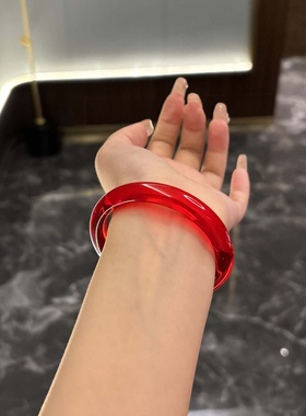 【贵妃】纯天然红色水晶手镯女冰种玉髓玉镯高冰透高级感手串手链