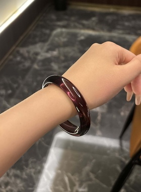 【贵妃】纯天然原石帝王紫葡萄紫色水晶手镯女冰种透玉髓手串手链