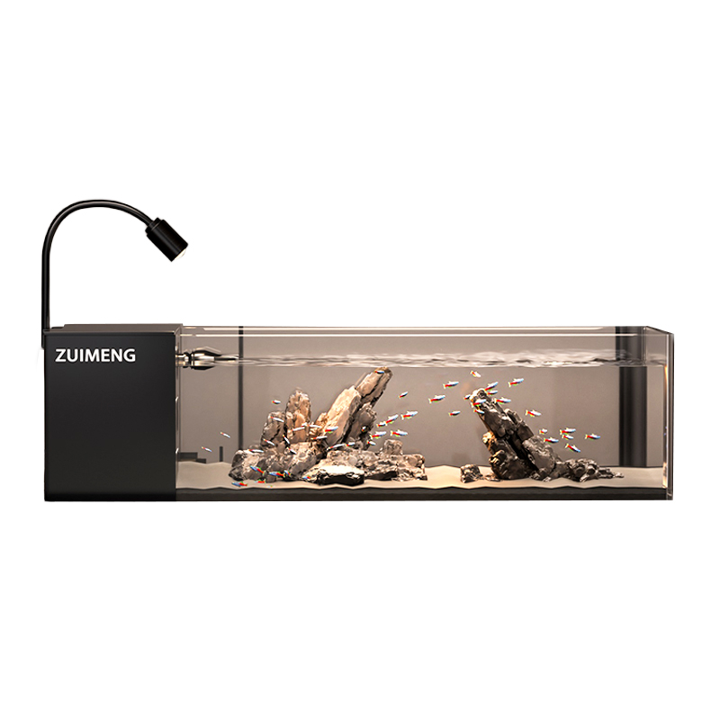 鱼缸客厅小型生态一体式桌面溪流缸造景全套懒人侧滤自循环金鱼缸 - 图3