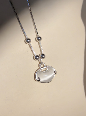 Yooper正品女纯银平安锁项链