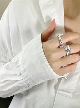 Yooper通体纯银男女简约指环戒指