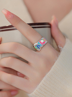 Yooper彩色珐琅涂鸦女纯银戒指