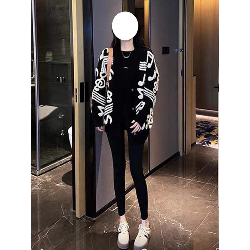 慵懒风时尚中长版针织衫女秋冬季毛衣开 衫外套黑色长袖上衣外套,淘宝优惠券,粉丝福利购,淘宝优惠卷