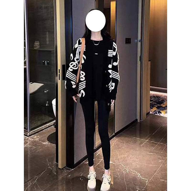 慵懒风时尚中长版针织衫女秋冬季毛衣开 衫外套黑色长袖上衣外套,淘宝优惠券,粉丝福利购,淘宝优惠卷