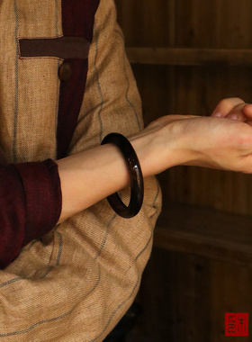 天然冰种黑曜石手镯高级感新中式