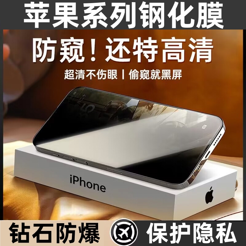 适用于苹果11钢化膜iphone12pro全屏14/15plus覆盖防窥膜13promax手机x/xr/xs全包边防指纹防摔贴膜 - 图0