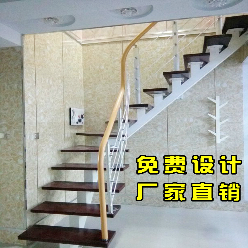 旋转楼梯室内复式阁楼中柱钢实木loft公寓圆形定制做小型家用旋梯 - 图3