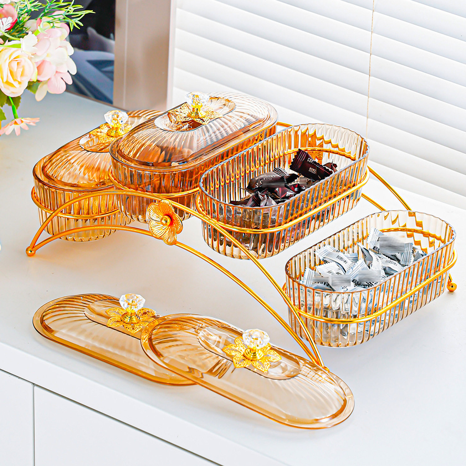 轻奢水果盘家用客厅坚果干果零食碟摆放盘新款分格下午茶点心盘子,淘宝优惠券,粉丝福利购,淘宝优惠卷