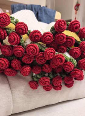 玫瑰花束毯子钩织材料包