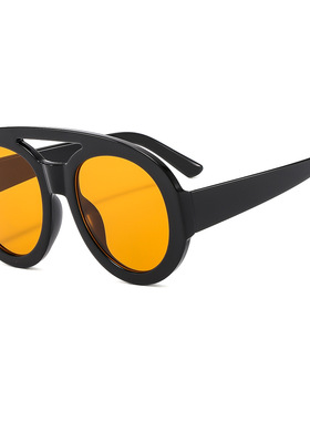 欧美太阳镜双梁大框蛤蟆镜墨镜时尚撞色走秀街拍太阳眼镜ins网红