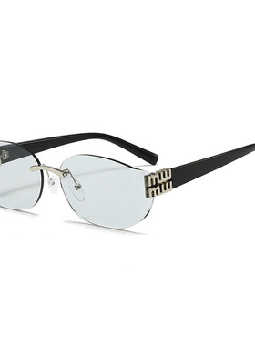 2025新款miu墨镜太阳镜女款高级感无框切边太阳眼镜防晒防紫外线