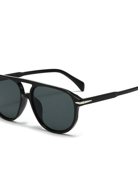 跨境欧美新款双梁飞行员墨镜男开车防晒蛤蟆镜高级感大框复古眼镜