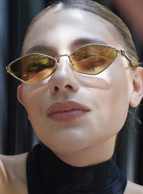 复古菱形金属墨镜miu小框欧美ins风街拍太阳眼镜嘻哈个性太阳镜女