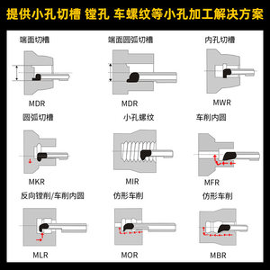 金刚石车刀超硬PCD小孔镗刀铝用宝石内孔镗刀钻石数控小内孔车刀