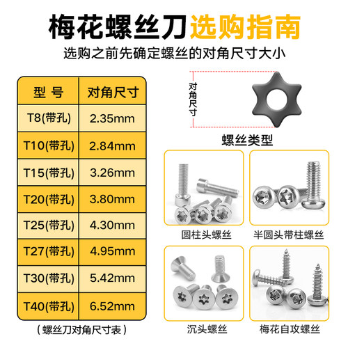 得力T20螺丝刀梅花内六角t25T30T27T15螺丝批米字型T8T10花型起子-图3