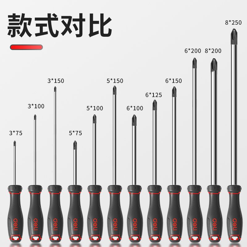 得力螺丝刀十字一字带强磁梅花起子十字型超硬小号改锥螺丝批超长-图3