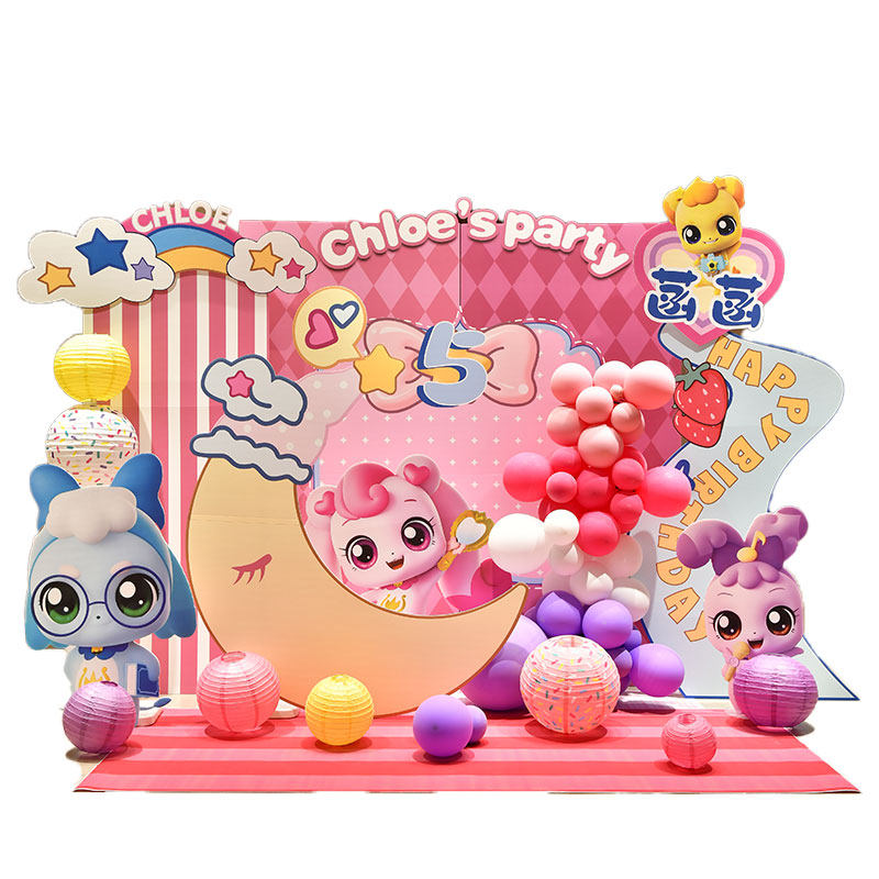 奇妙萌可系列周岁女孩4岁生日布置宝石公主气球派对装饰KT板定制,淘宝优惠券,粉丝福利购,淘宝优惠卷