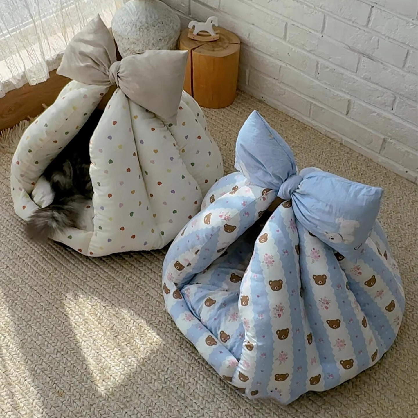 Coni life蝴蝶结宠物猫窝冬季保暖狗窝封闭式安全感猫咪睡窝猫屋,淘宝优惠券,粉丝福利购,淘宝优惠卷