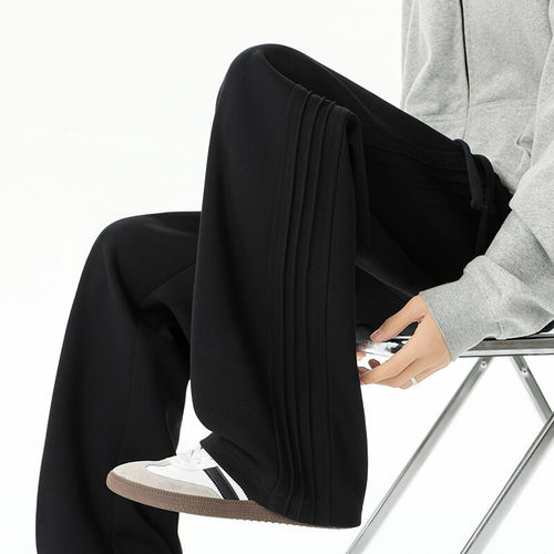 加长版卫裤男190高个子垂感直筒休闲裤子115黑色显瘦阔腿裤宽松潮 - 图2