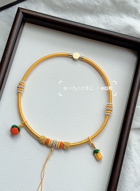 宝宝项圈多挂纯手工编织绳中式富贵百搭满月百天周岁礼长命岁项圈