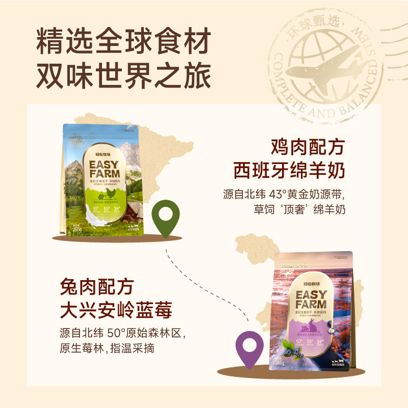 轻松牧场环球冻干全价主食冻干生骨肉鸡肉兔肉鲜肉猫粮猫主食265g,淘宝优惠券,粉丝福利购,淘宝优惠卷