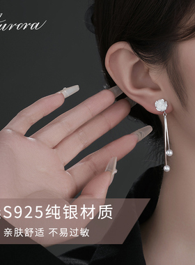 山茶花网红爆款耳饰925纯银小众